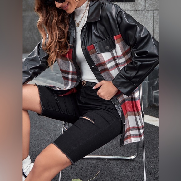 Plaid Button Up Dropped Shoulder Jacket - Picture 4 of 4